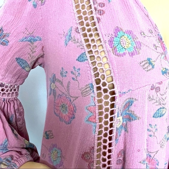 Free People Boho Floral Blouse | Pink | Size Small - Picture 3 of 14